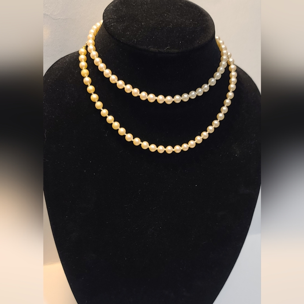 Strand of Pearls 30" marked GSilver - Picture 1 of 7